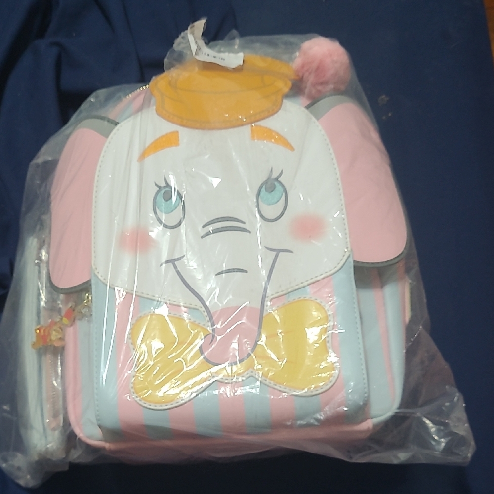 Dumbo Themed Backpack with Pink and Blue Stripes